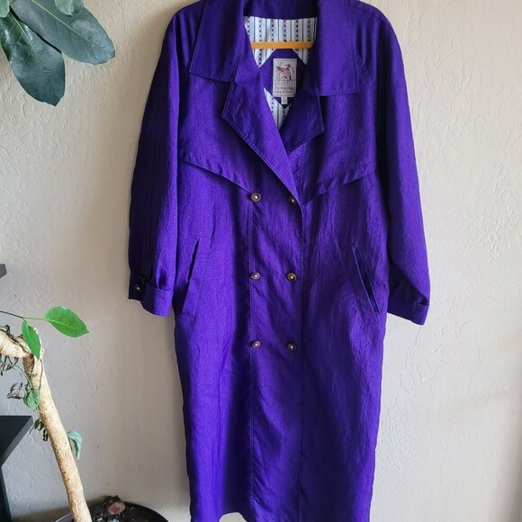 The Water's Edge Vintage Purple Trench Coat size 8 - Picture 1 of 10